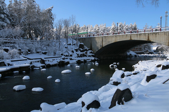 河边雪景