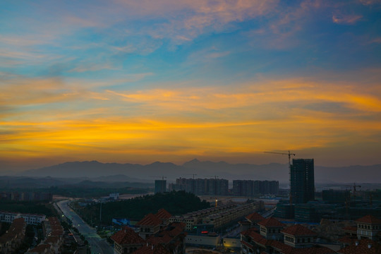 云彩 夕阳红 晚霞 阳西县城