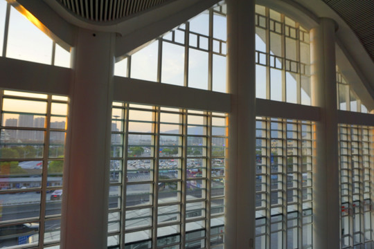 丽水站站房内景 玻璃幕墙