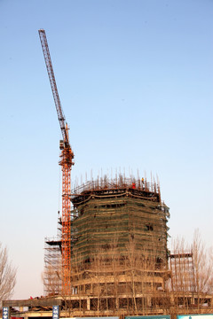 工程施工 建筑 脚手架 吊塔