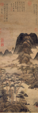 元 張羽 松軒春靄圖
