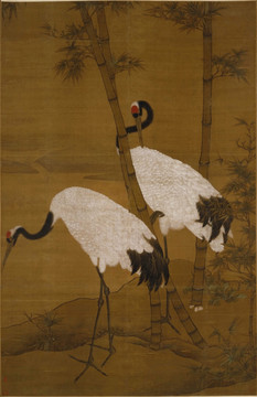 明 邊景昭 竹鶴圖軸