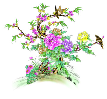 粉彩花鳥