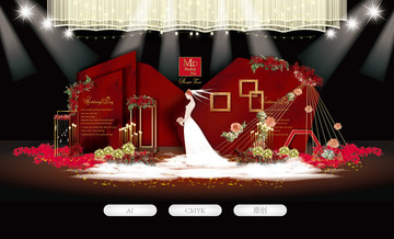 紅色婚禮 大理石紋婚禮