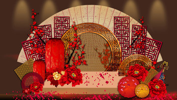 中式婚禮舞臺效果圖中國風(fēng)