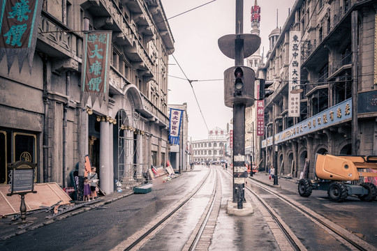 老上海南京路交通灯