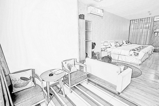 室內線描