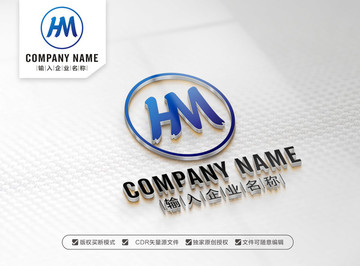 HM字母LOGO设计 MH标志