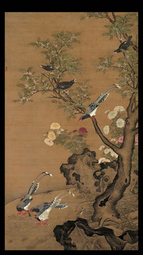 明 呂紀(jì) 桂菊山禽圖