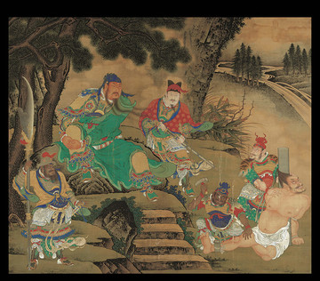 明 商喜 關(guān)羽擒將圖