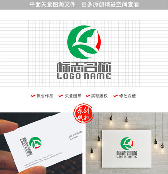 K字母标志绿叶飞鸟logo