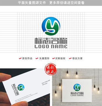 MY字母YM标志山水logo