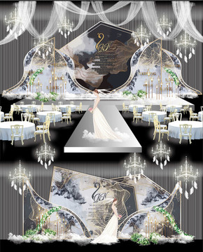 白金色婚禮背景