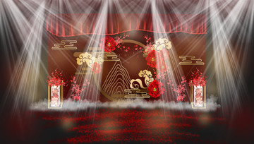 中式婚禮迎賓區(qū)紅色婚禮