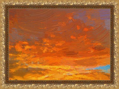 朝霞 晚霞 油畫