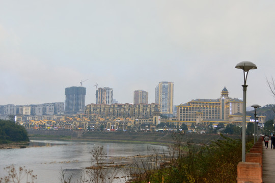 傍晚黄昏 赤水城市风光