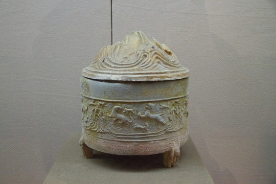 汉黄釉陶奁  蒲城县博物馆