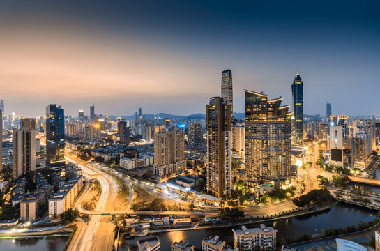 深圳罗湖区蔡屋围商圈的繁华夜景