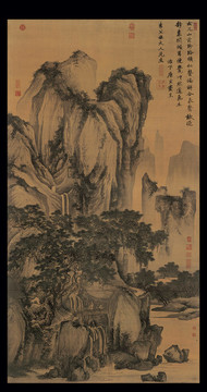 明 唐寅 山路松聲圖