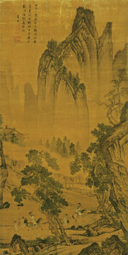 明 唐寅 松林揚鞭圖