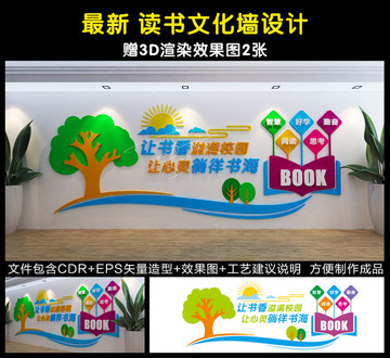 校園文化墻 圖書室 送效果圖