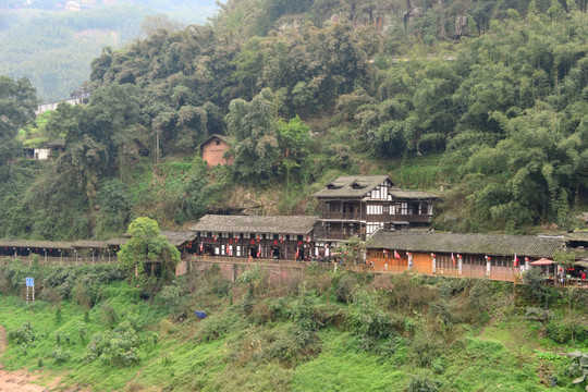 丙安古镇 古镇民居 俯拍远景