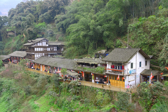 丙安古镇 古镇民居 俯拍远景