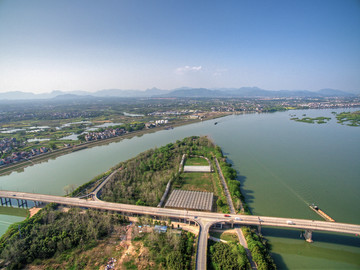 兰溪灵羊岛黄湓大桥航拍