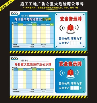 施工廣告之重大危險源作業(yè)公示牌