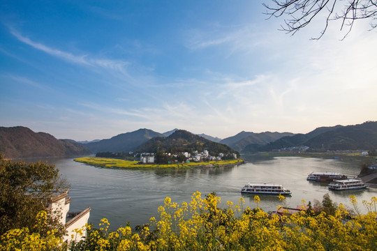 新安江山水画廊 油菜花 河流