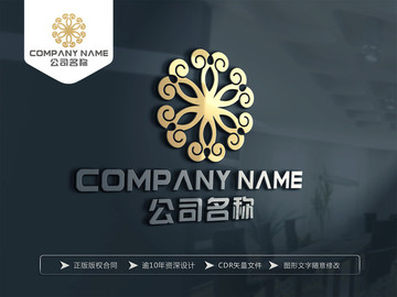 金色花朵LOGO設(shè)計(jì) 金色標(biāo)志