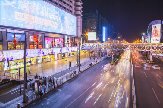 北京西单商业区夜景