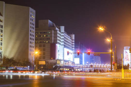 北京西单商业区夜景