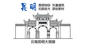 昆明地標(biāo) 云南昆明大觀樓