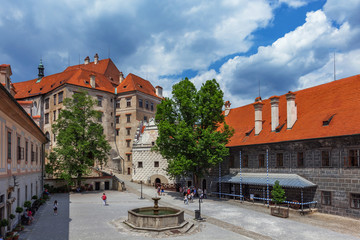 捷克克鲁姆洛夫小镇城堡区景色