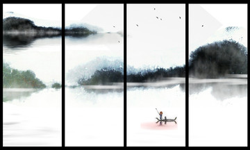 四聯(lián)裝飾風景 分層