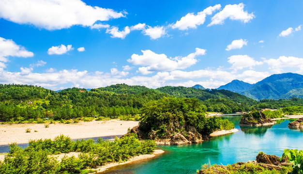 楠溪江狮子岩 山水风景