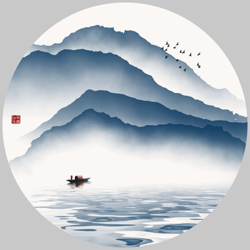 意境水墨云霧 新中式水墨裝飾畫