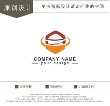 AH字母 公牛 牛头 logo