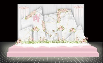 粉色大理石婚禮留影舞臺(tái)設(shè)計(jì)