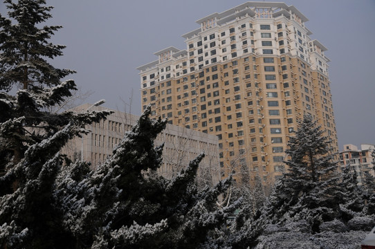 城市建筑风光雪景冬高清JPG