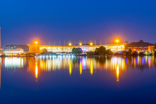 南京玄武湖南京火车站夜景