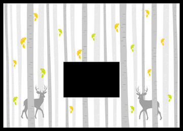 电视墙背景壁画墙纸森林鹿灰色
