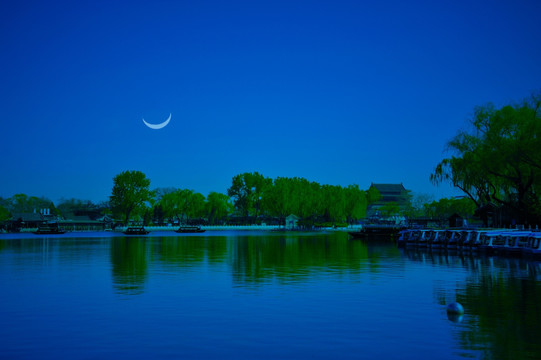 中国北京什刹海夜色