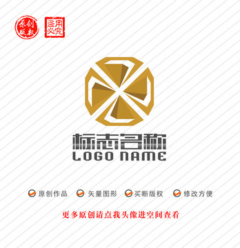 X字母G标志钻石旋转logo