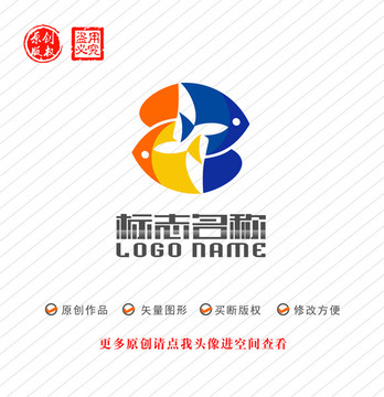 BZ字母ZB标志鱼logo