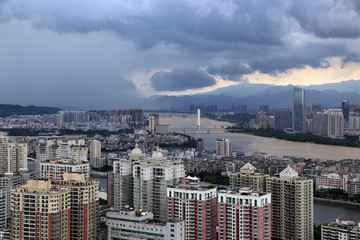 惠州城市建筑风光雷暴