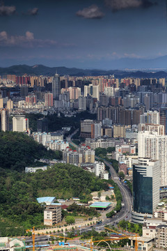 惠州高榜山鸟瞰城市风光