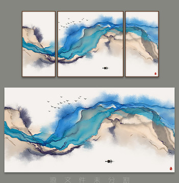 新中式抽象意境水墨画