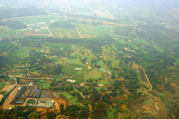 航拍成都平原 鸟瞰成都原野